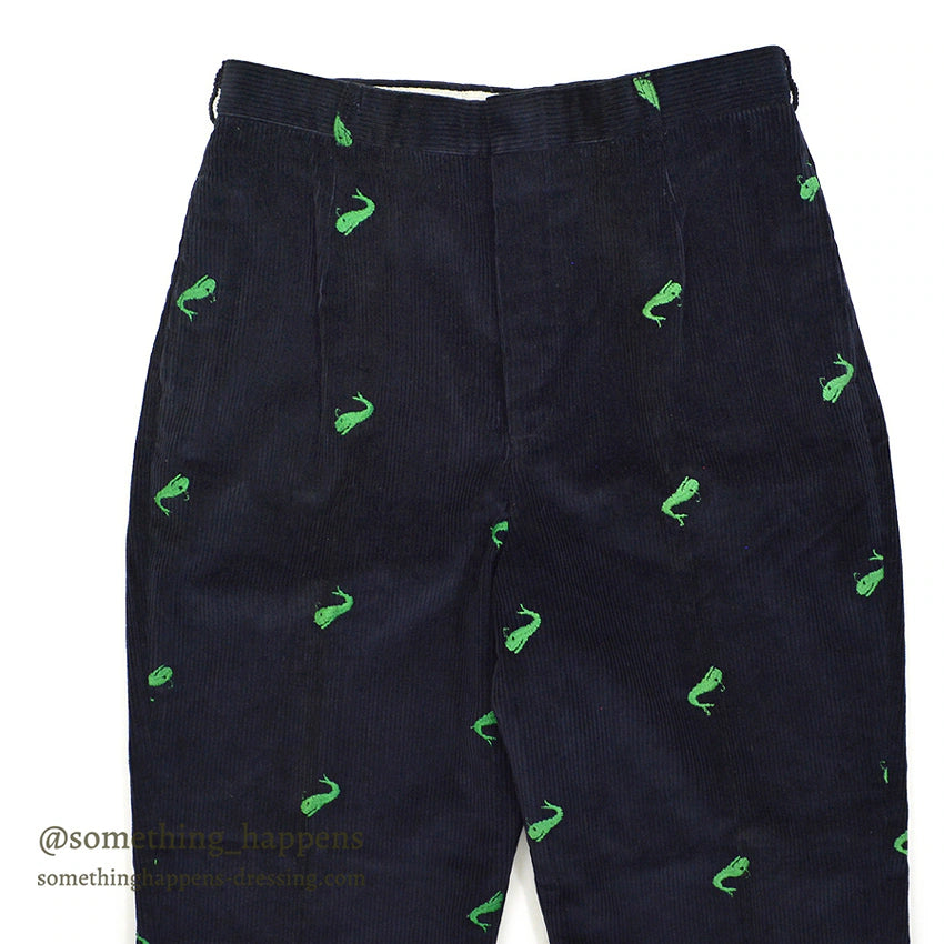 ~1970's DEADSTOCK HICKEY'S WHALE EMBROIDERY CORDUROY PANTS ... W32/L28