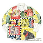 1990's~ FAITHFUL COMPANION DOG ART PAINT WHITE DENIM SHIRT ...