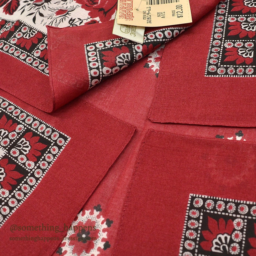 1980's DEADSTOCK BANANA REPUBLIC SAFARI & TRAVEL BANDANA RED...
