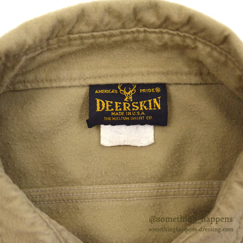 1980's DEERSKIN DOG EMBROIDERY CHAMOIS SHIRT... XL