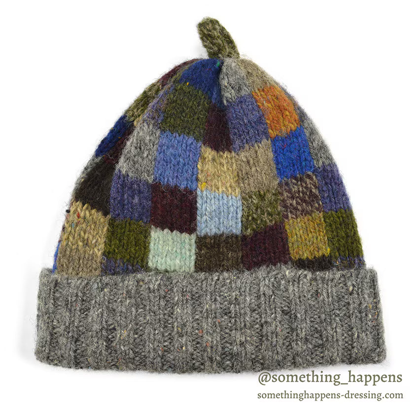 1990's~ J.CREW PATCHWORK WOOL KNIT CAP...