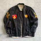 1960s VIETNAM SOUVENIR JACKET SNOOPY PATCH & SKULL PATCH (Vietnamese-style jacket)...