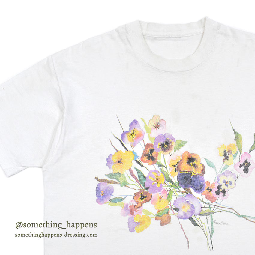 1990's FLOWER ART PRINT T-SHIRT...