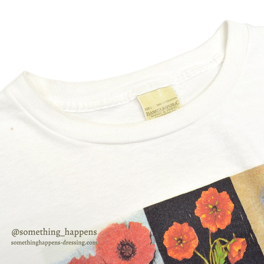 1980's~ BANANA REPUBLIC SAFARI & TRAVEL FLOWER ART T-SHIRT ... L