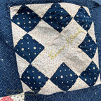 c.1900's ANTIQUE INDIGO CALICO SIGNATURES ALBUM QUILT TOP ... 210cm/168cm