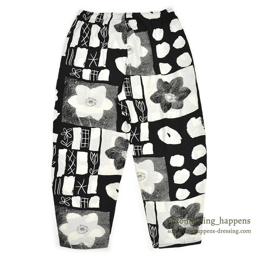 1980's JAMS WORLD FLOWER MONOCHROMATIC RAYON PANTS...M