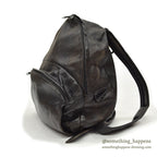 ~1990's ALL BLACK LEATHER BACKPACK...