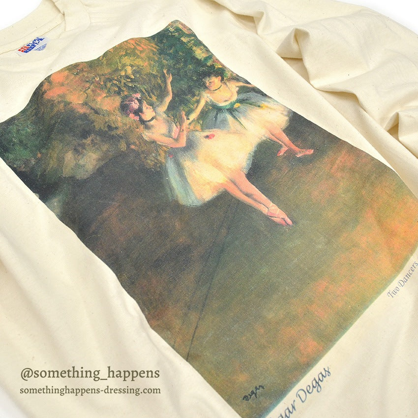 1990s DEADSTOCK HANES Edgar Degas Two Dancers on Stage Long-Sleeve T-Shirt ... Large