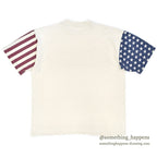 1990's US FLAG SLEEVE PRINT T-SHIRT...