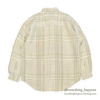 1990's DEADSTOCK STRUCTURE BEIGE PLAID LINEN SHIRT...L