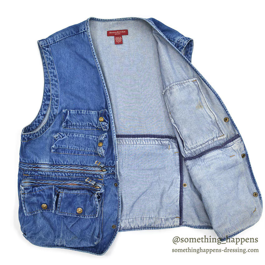 1990's BANANA REPUBLIC DENIM PHOTO JOURNALIST VEST...L