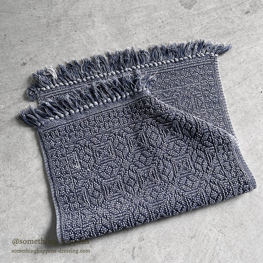 OLD INDIGO FRINGE RUG...86cm/51cm