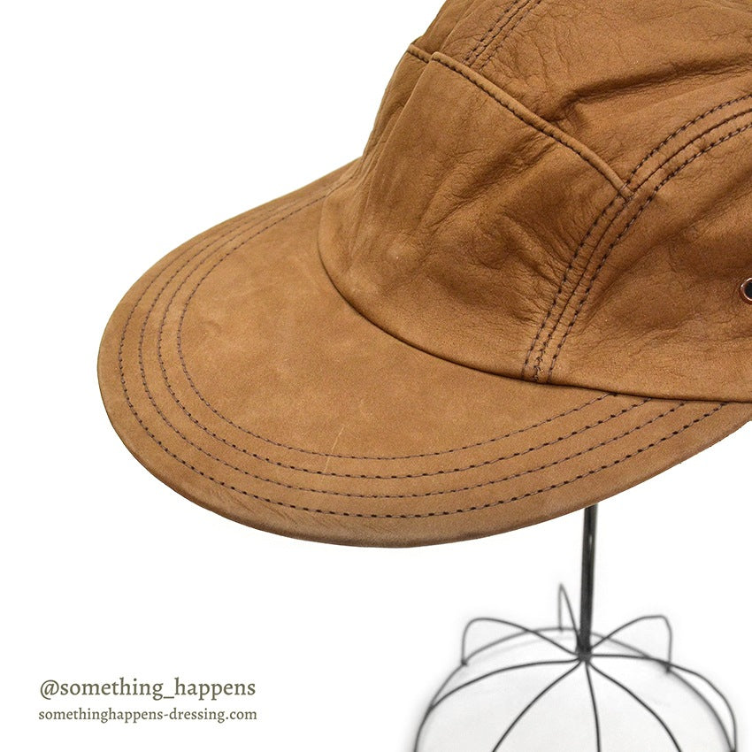 1980's DEADSTOCK LLBEAN CHESTNUT LEATHER CAP...L/XL