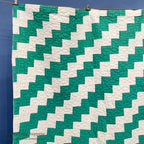 NATIVE PATTERN PATCHWORK QUILT TURQUOISE GREEN/WHITE ... 210cm/190cm