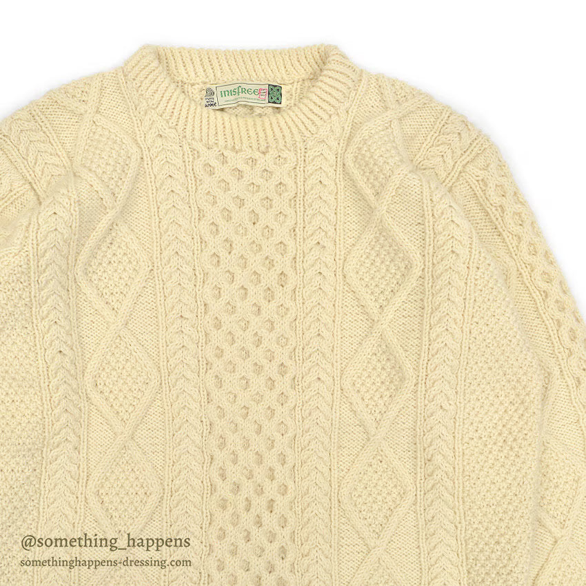 OLD IRISFREE WOOL HAND KNIT ARAN SWEATER...