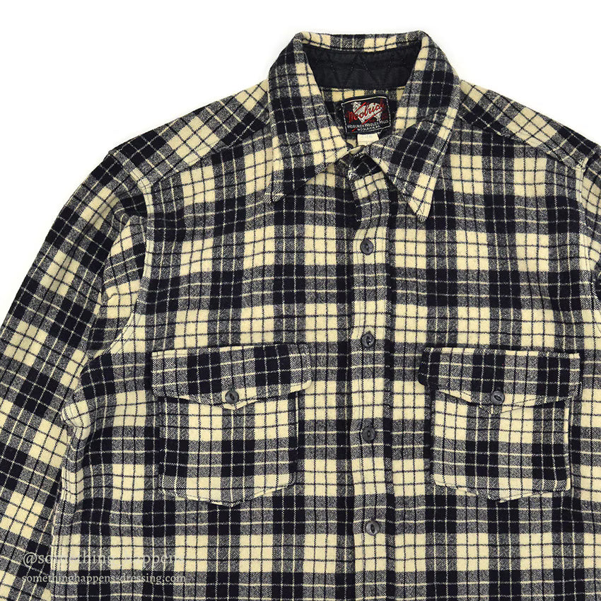 1940's WOOLRICH BLACK/WHITE PLAID WOOL SHIRT ... 16