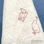 REDWORK HAND EMBROIDERY BABY QUILT... 120cm/107cm