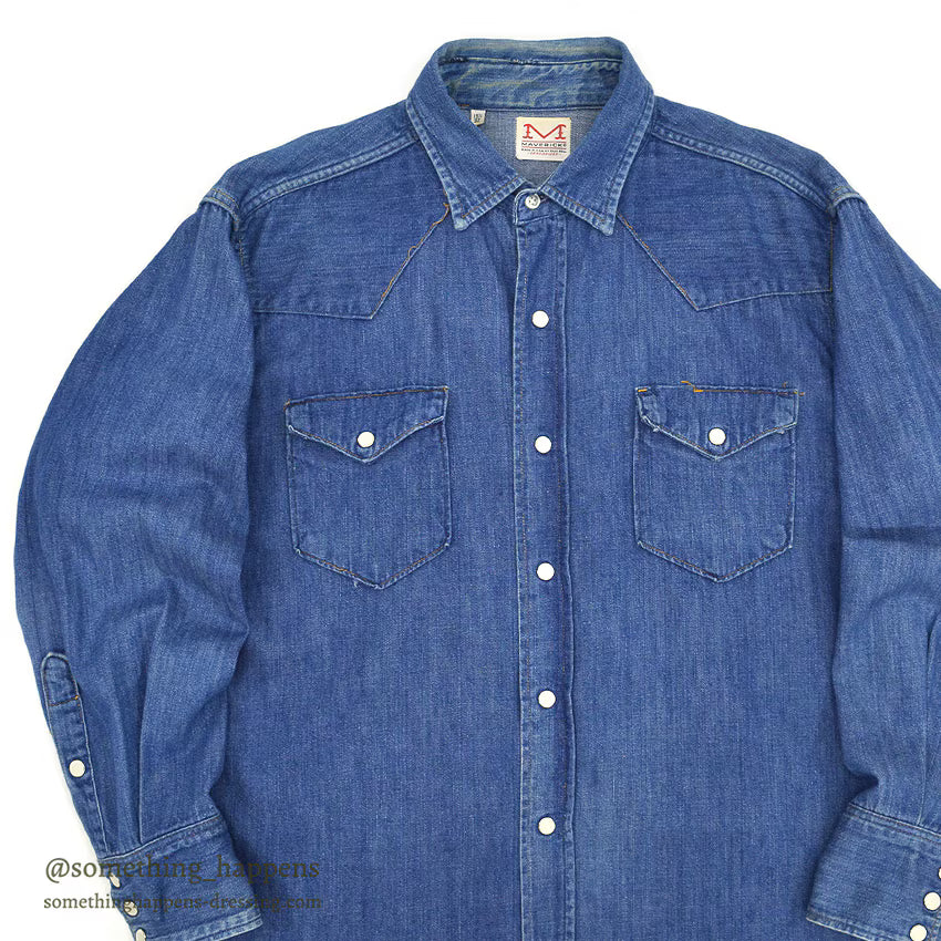1960's~ MAVERICK DENIM WESTERN SHIRT... 15 1/2