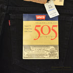 1980's DEADSTOCK Levi's 505 BLACK DENIM PANTS ... W38/L30