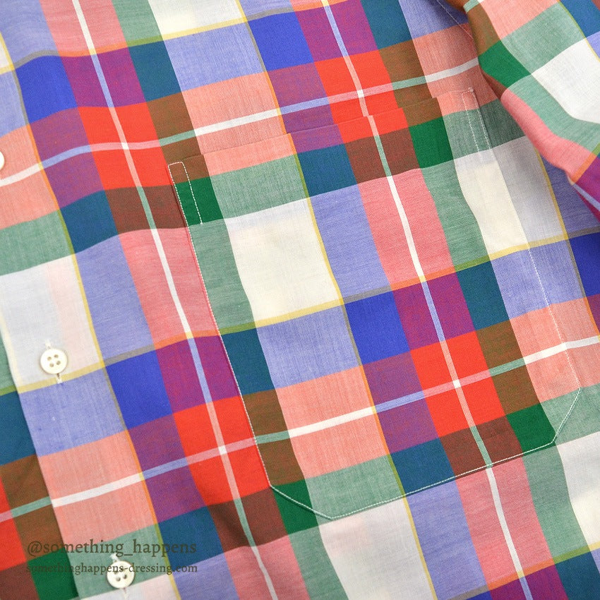 ~1980's CUZZENS PLAID COTTON DRESS SHIRT MADE IN IATLY 1 ... L