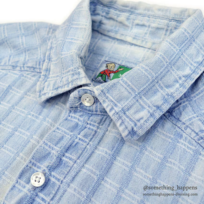 1990's JOHNNY COTTON DOBBY CLOTH L/S SHIRT ... S