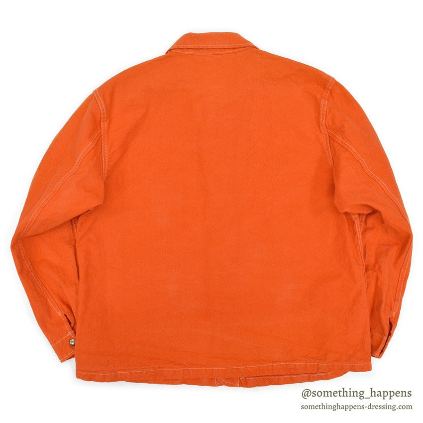 1980's~ ORANGE OVERDYED CANVAS COVERALL...