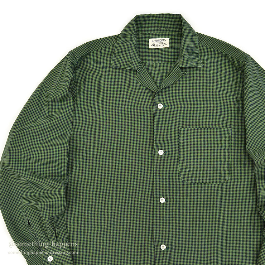 1960's ARROW GREEN/BLACK CHECKERED SHIRT...M