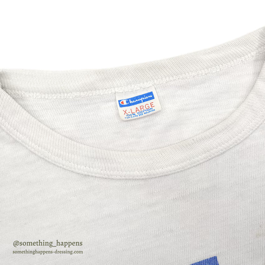 1970's CHAMPION BLUE BAR TAG BLEACH SLEEVE BASEBALL TEE ... XL