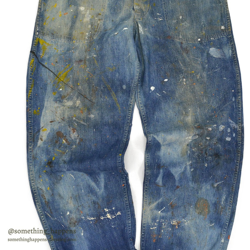 1940's U.S.NAVY WW2 DENIM TROUSERS PAINT SPLATTER/FADED ... W30/L30