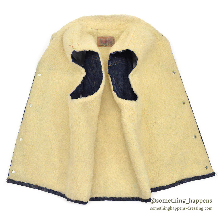 1960's LEVI'S 70579-0217 BIGE DENIM BOA VEST... 36