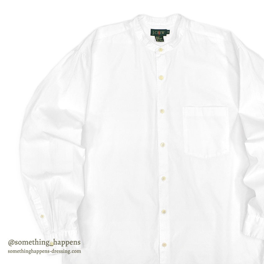 1980's J.CREW NO COLLAR WHITE SHIRT...M
