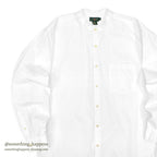 1980's J.CREW NO COLLAR WHITE SHIRT...M