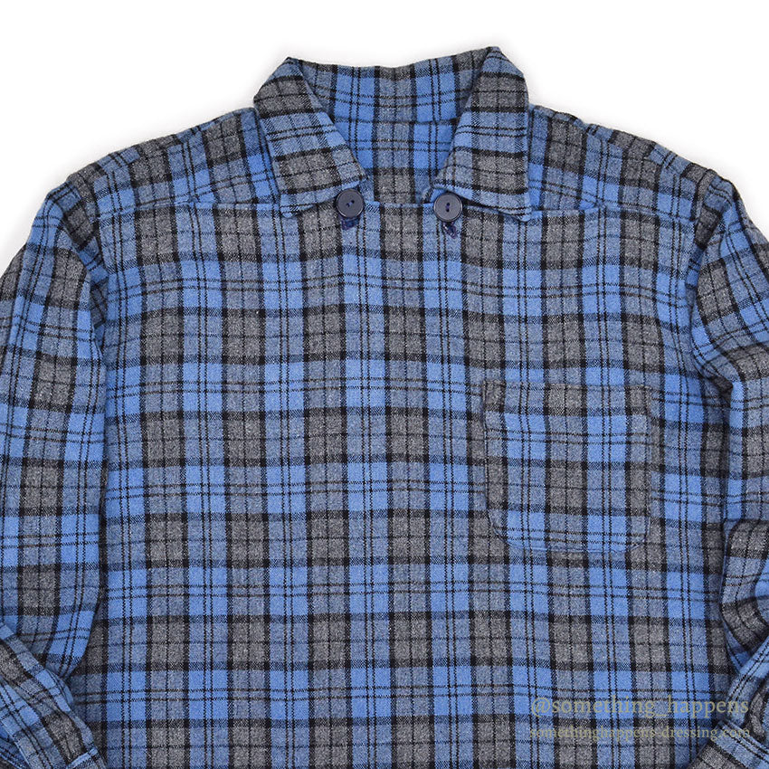 1950's~ UNUSUAL PULLOVER PLAID WOOL SHIRT...