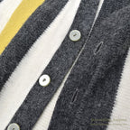 1960's STRIPED YELLOW/WHITE/GRAY KNIT CARDIGAN ...