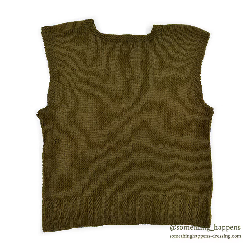 1940's AMERICAN RED CROSS WW2 HAND KNIT WOOL VEST / LARGE SIZE...