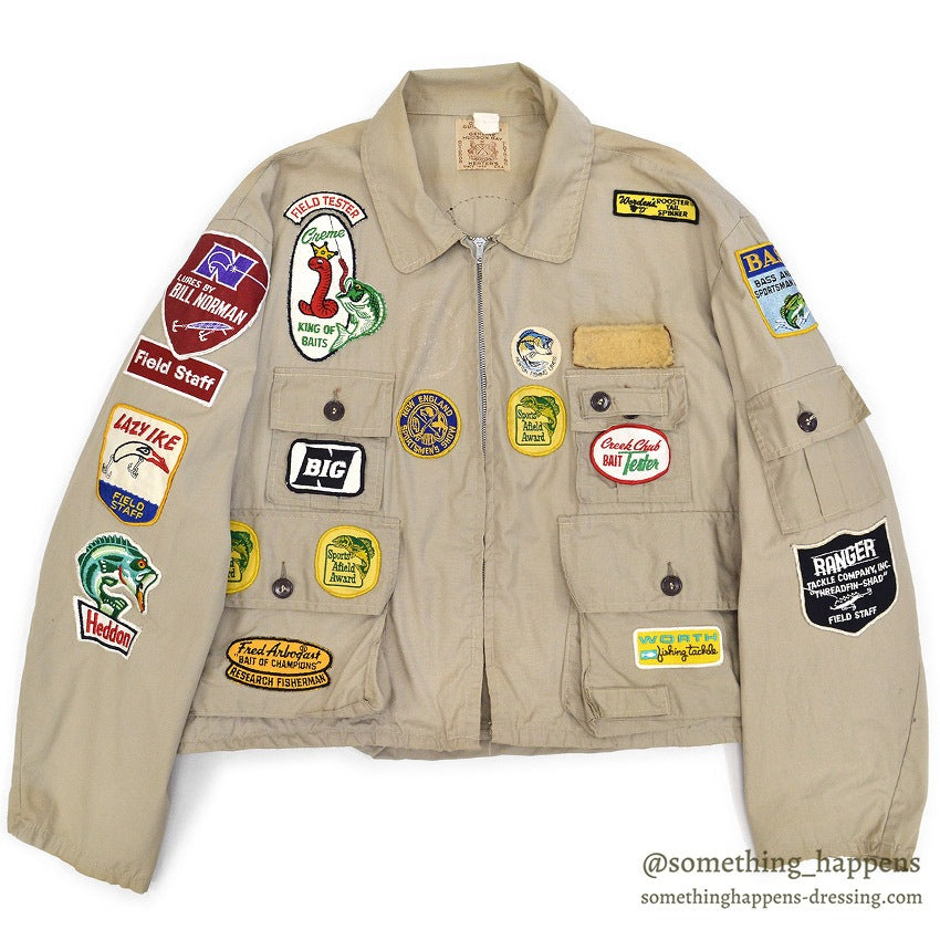 1960's~ HUDSON BAY HERTER'S BASS ANGLER COLLECTIBLE PATCHED JACKET...