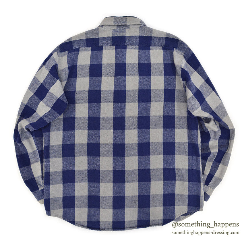 ~1980's FIVE BROTHER HEAVY FLANNEL SHIRT NAVY/GRAY ... XL-TALL