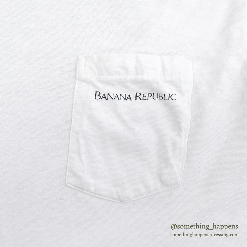 1980's~ BANANA REPUBLIC BIRD PRINT POCKET T-SHIRT ... L