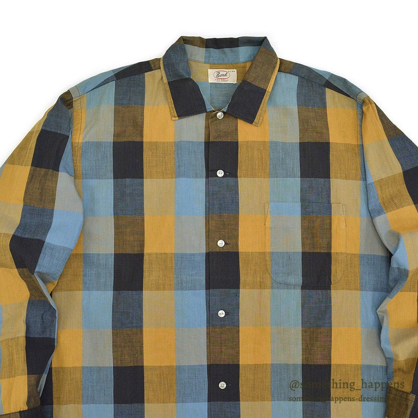 1960's BOND FIFTH AVENUE BLOCK PLAID SHIRT...L