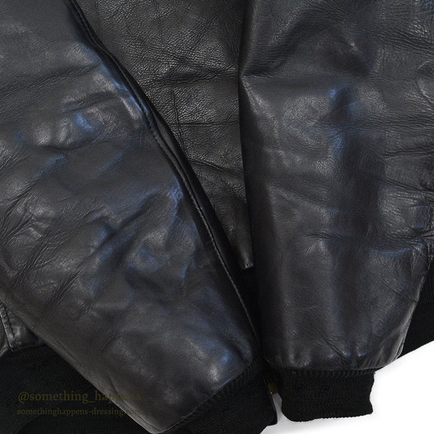 1950's HORSEHIDE ALL BLACK LEATHER SPORT JACKET / RARE DETAIL ...