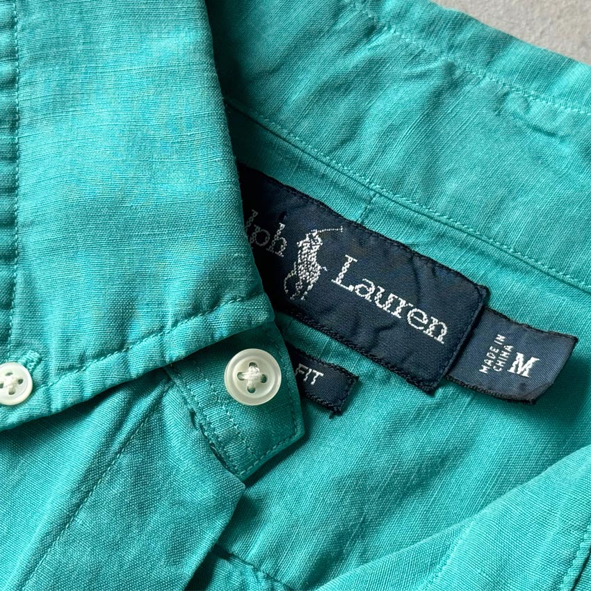 1990's POLO RALPH LAUREN LINEN/SILK S/S SHIRT ... M