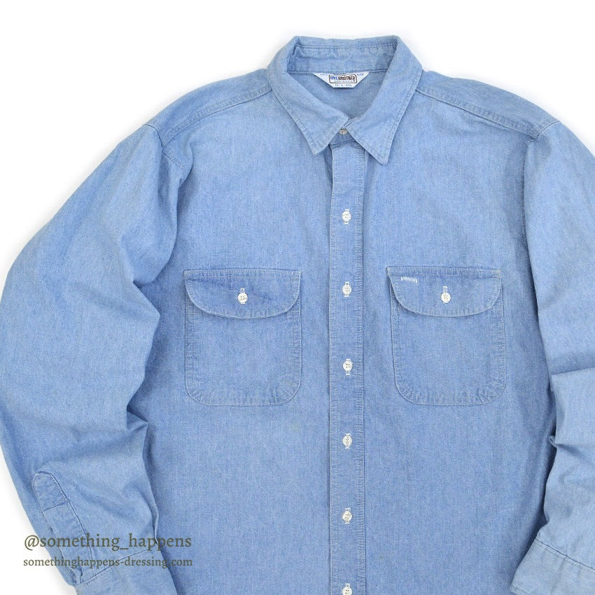 1980's FIVE BROTHER CHAMBRAY SHIRT...L