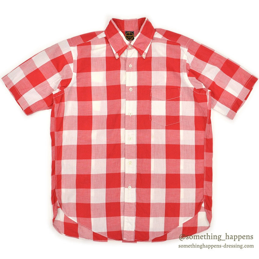 1960's GENE RONALD BLOCK PLAID B/D SHIRT ... M