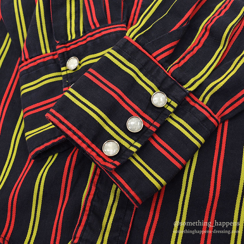 1950's GLENGARIFF BLACK & STRIPES WESTERN SHIRT...