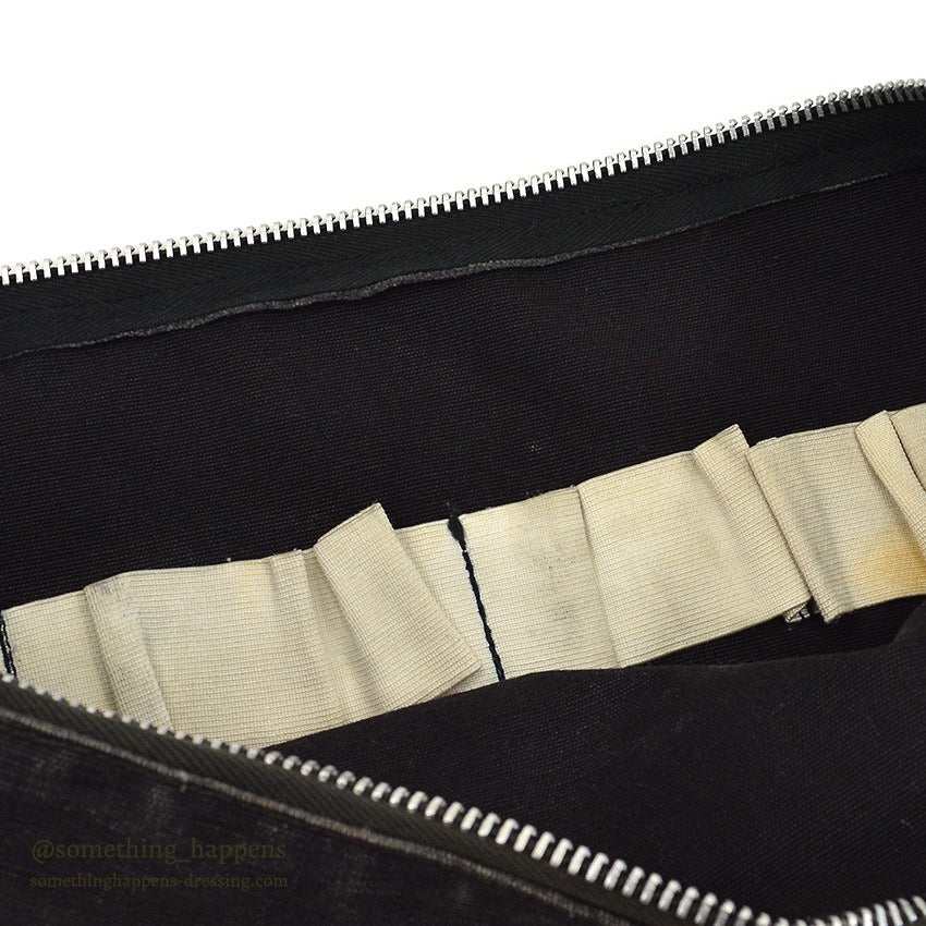 ~1970's OLD BLACK COTTON / LEATHER HUNTING BAG...