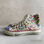 1980's CONVERSE ALL STAR HI / PSYCHEDELIC PAISLEY HAND PAINT ... 61/2