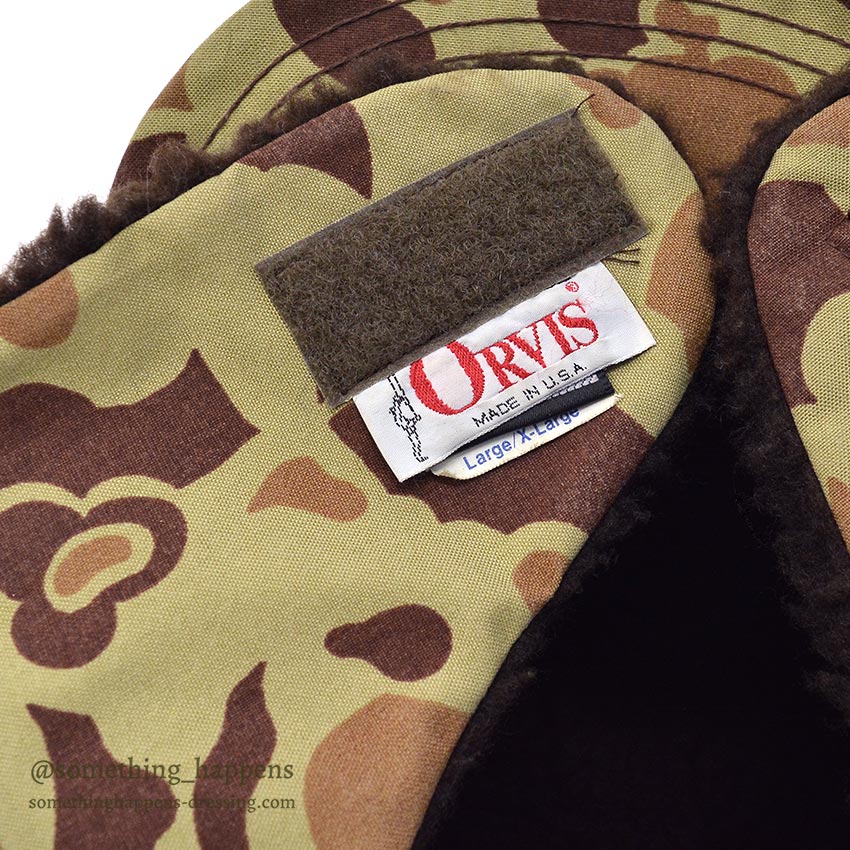 1980's ORVIS DUCK HUNTER CAMO GORE-TEX CAP WITH EAR FLAPS ... L/XL