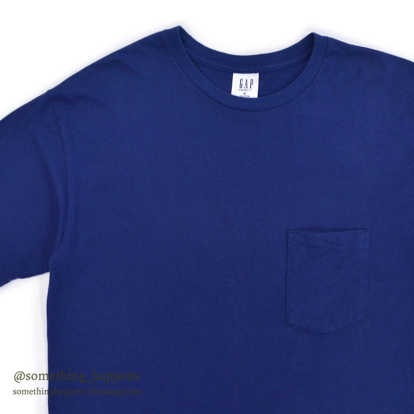 1990's~ GAP BACK PRINT POCKET T-SHIRT / BLUE ... M