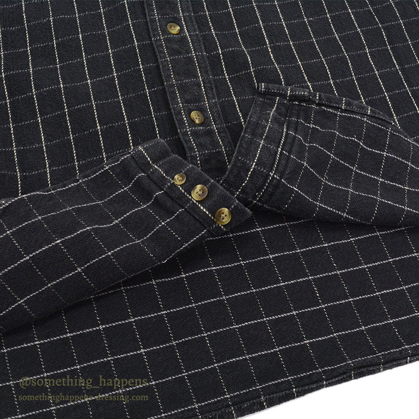 1990's BERNE BLACK COTTON HEAVY FLANNEL SHIRT... L