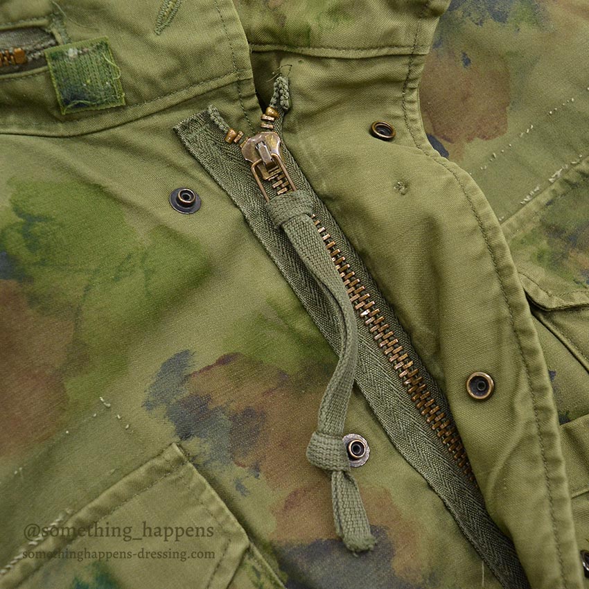 1970's M-65 USN MIUW-604 HAND PAINTED CAMO FIELD JACKET WITH LINER... MR